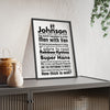 Peep Show word cloud quotes print framed on a wall - unofficial fan art by Poster Kingz