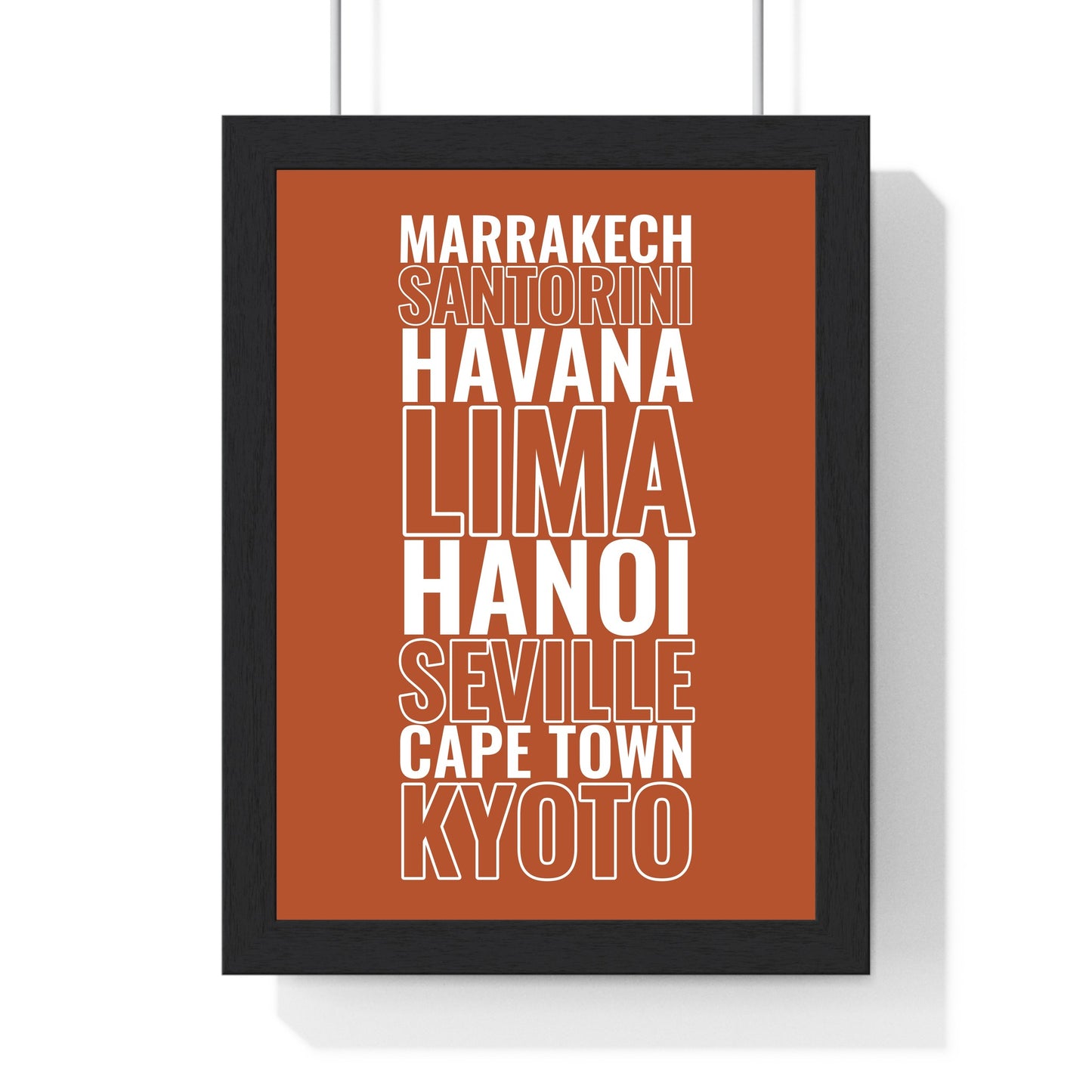 Terracotta custom travel list destination print