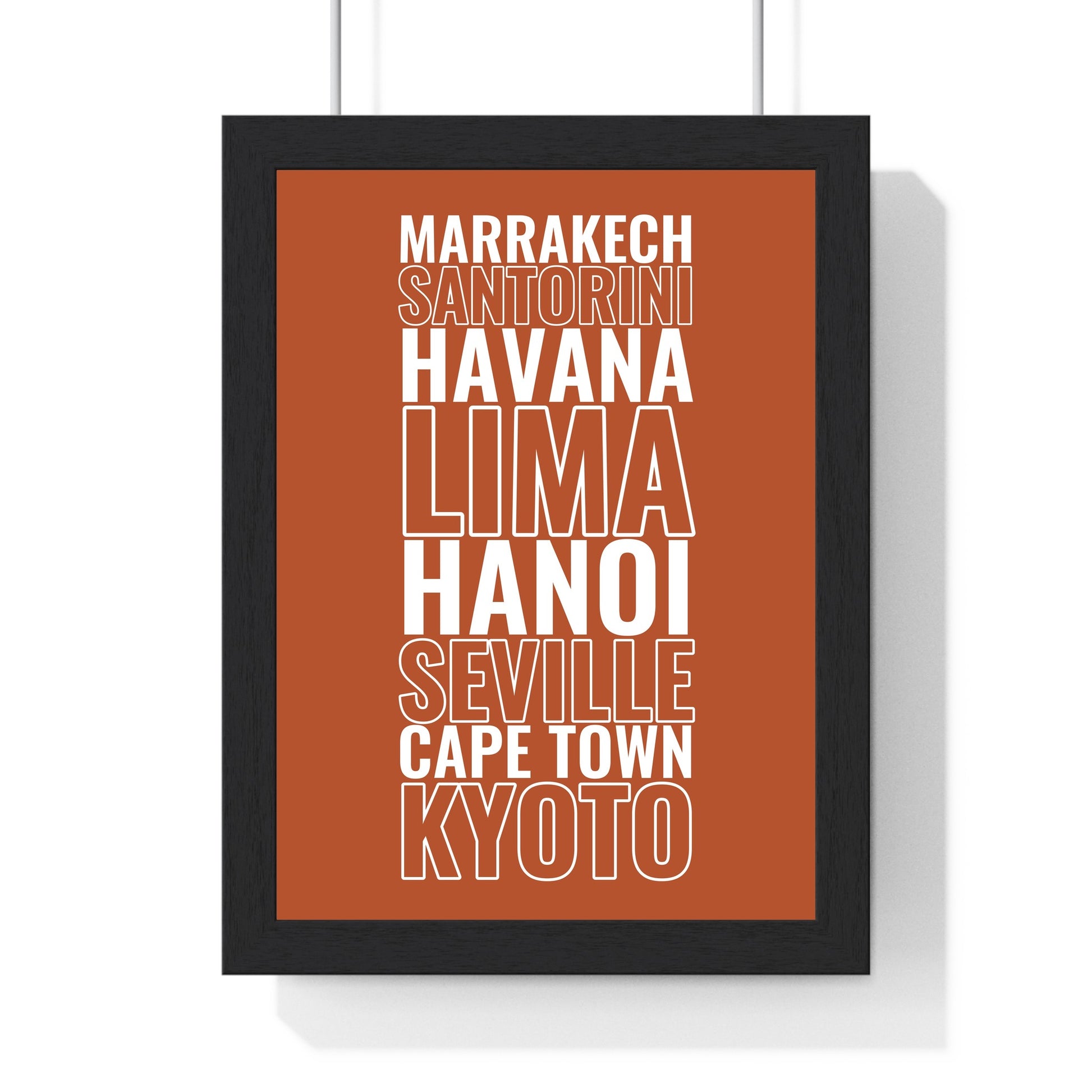 Terracotta custom travel list destination print