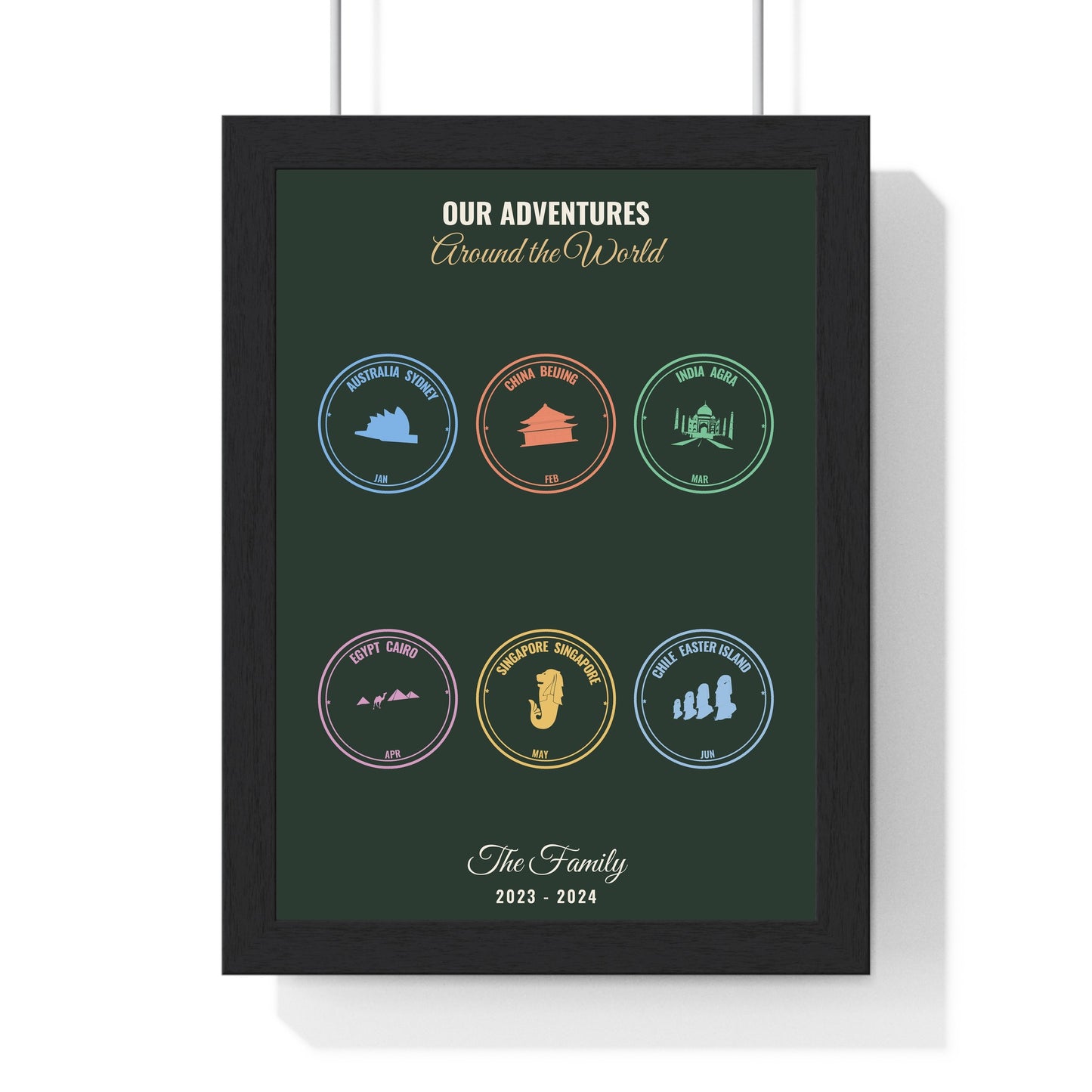 Forest green custom passport stamp travel print for holiday memories