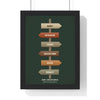 Forest green custom travel signpost print with personalised destinations