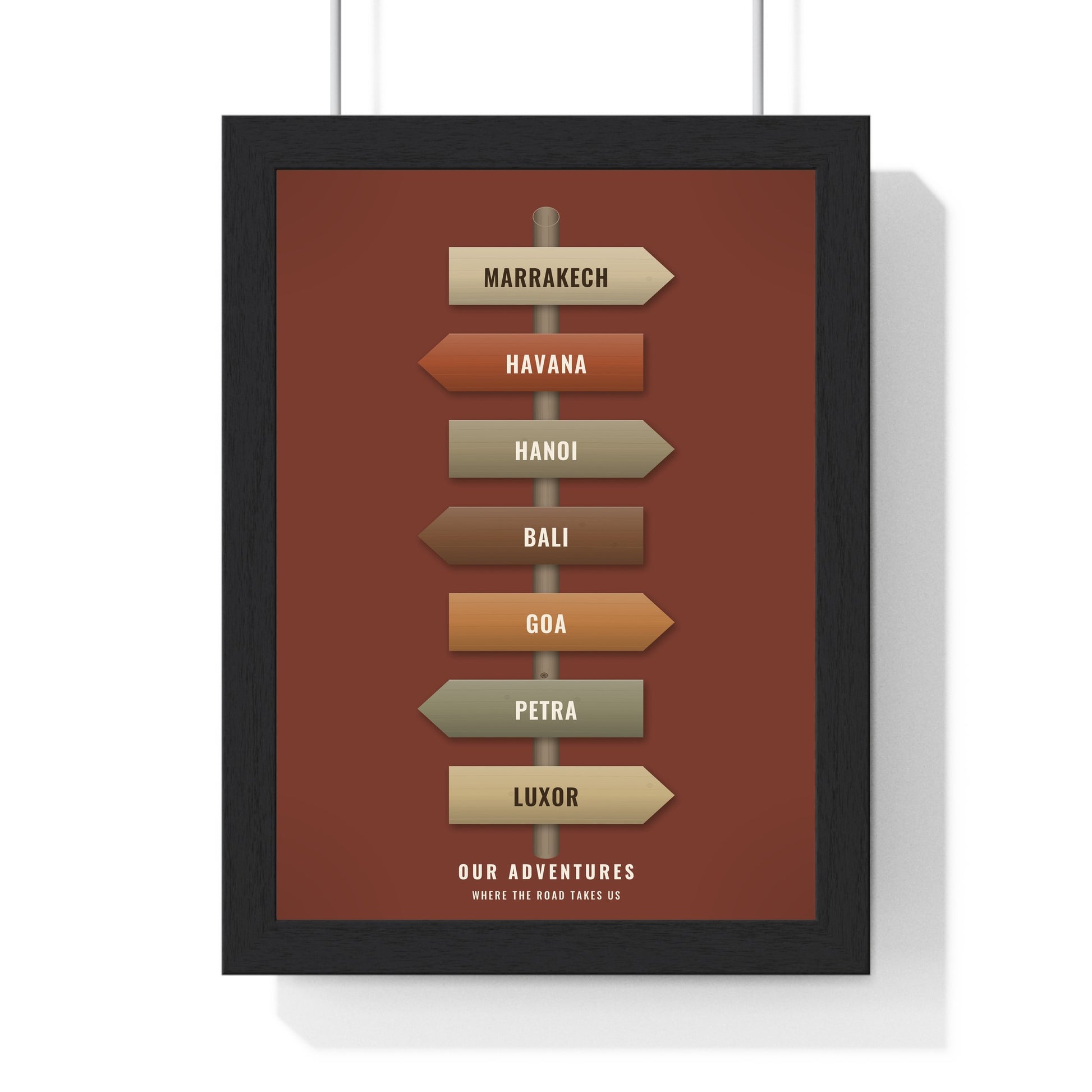 Rust custom travel signpost poster for holiday memories