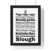 The Office (UK) word cloud quotes print framed on a wall - unofficial fan art by Poster Kingz