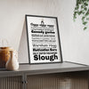 The Office (UK) word cloud quotes print framed on a wall - unofficial fan art by Poster Kingz