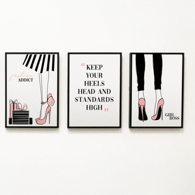 Framed Fashion Set Girl Boss Heels Quote Prints Gift poster