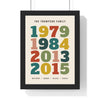 Personalised Family Years retro print in a black frame