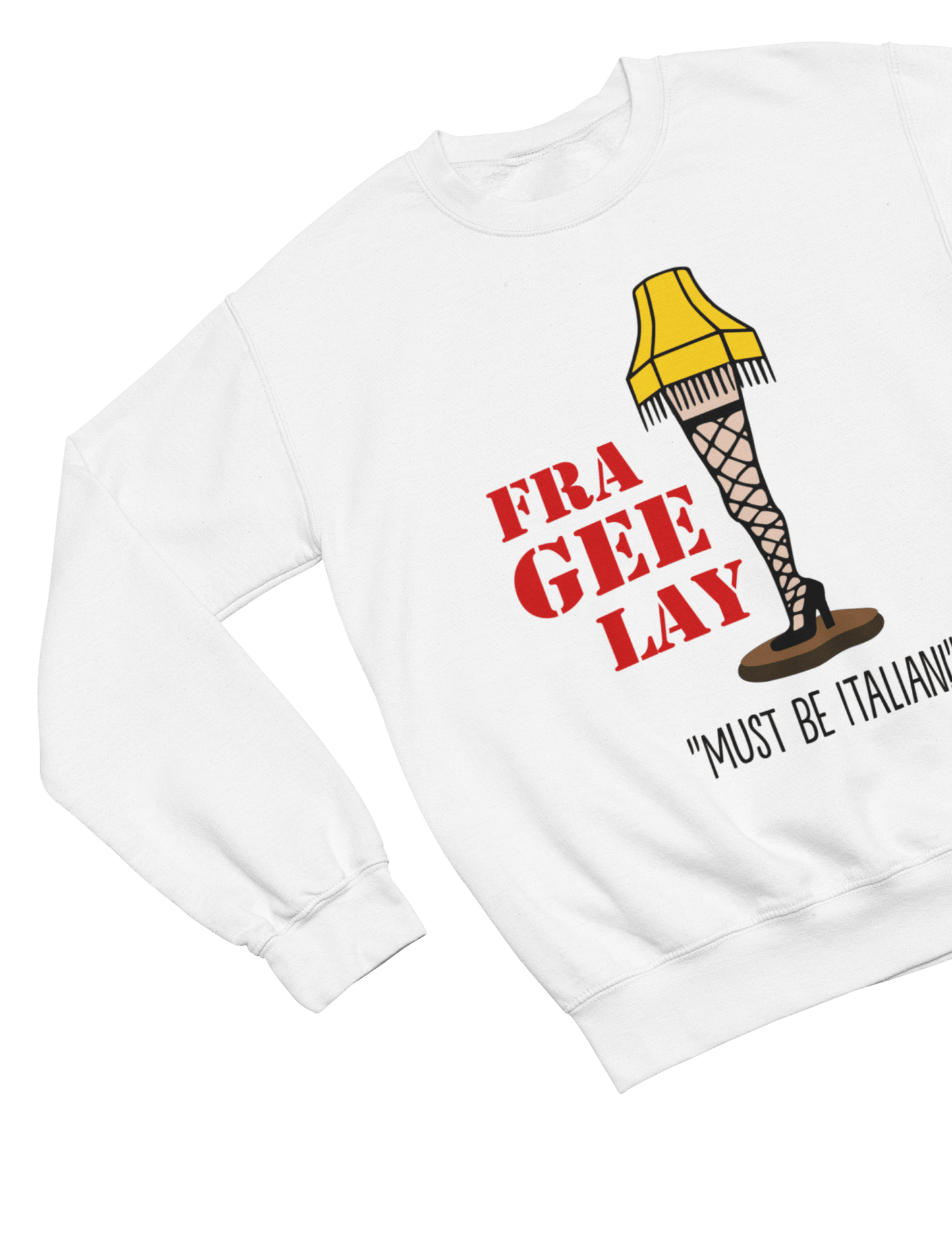 Grey t-shirt with A Christmas Story Fragile Fra Gee Lay Sweatshirt Xmas Movie close-up