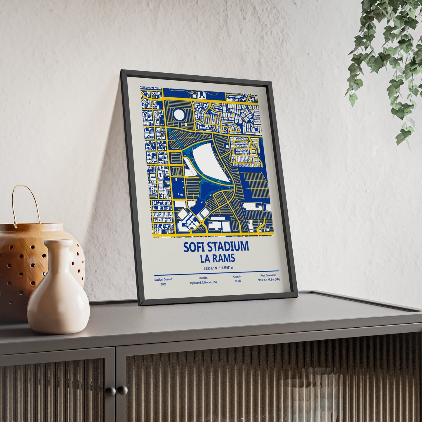 Los Angeles Rams SoFi Stadium map wall art