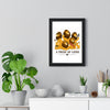 A Pride of Lions framed poster displayed on a living room wall above furniture