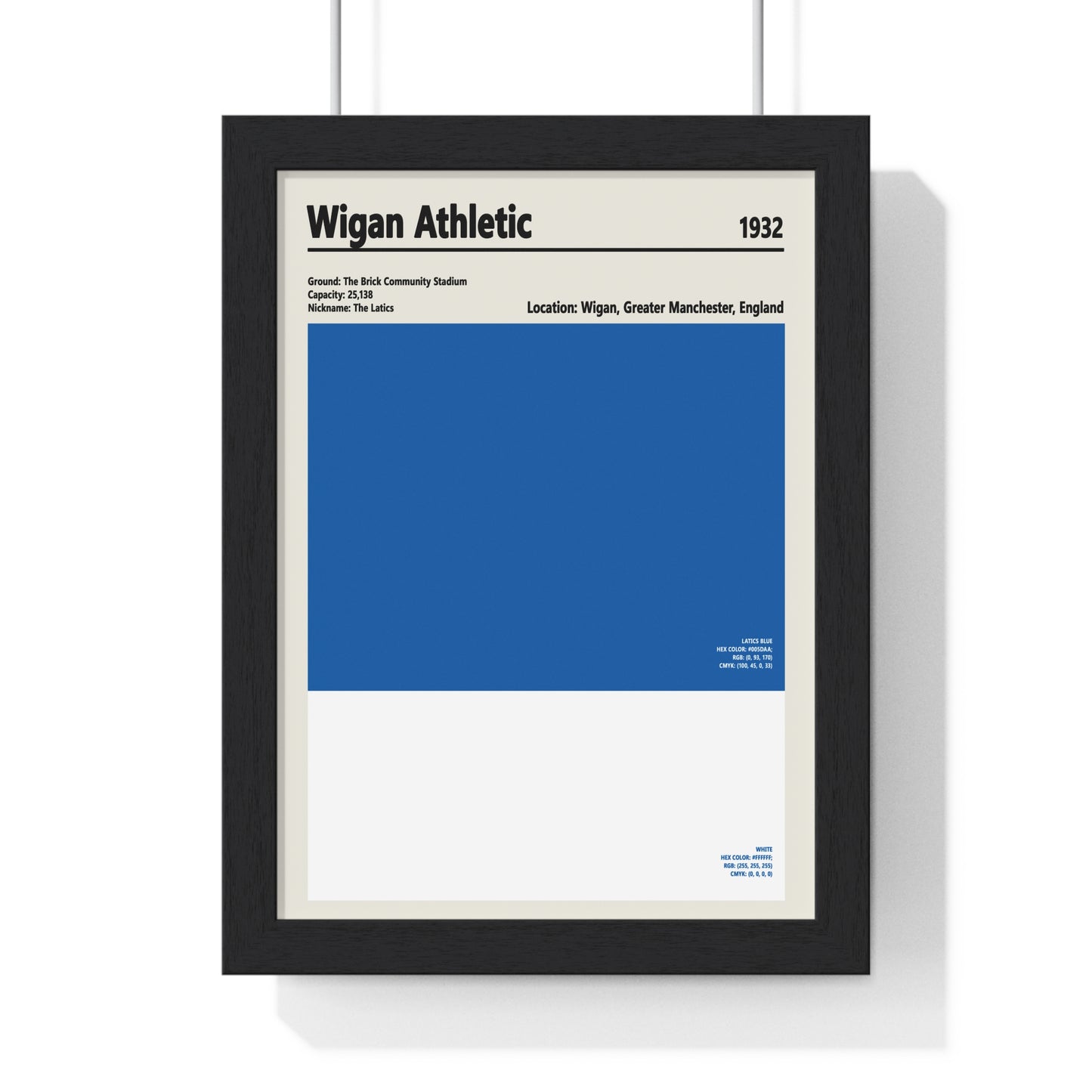 Wigan Athletic colour swatch print in blue and white