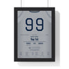 Aaron Judge 2022 62nd Home Run Poster - New York Yankees 99 Jersey Print framed in a black frame, ready to hang