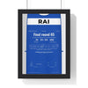 Aaron Rai Aronimink 2026 Golf Poster - Caddie Bib Final Round 65 Print framed in a black frame, ready to hang