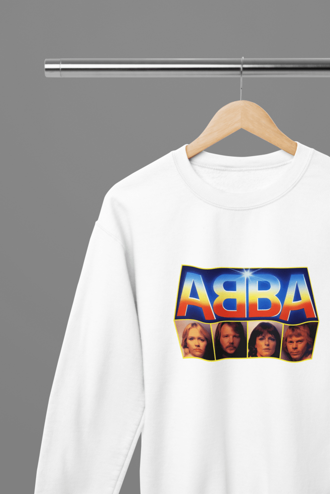 ABBA Music T-Shirt/Sweatshirt - Poster Kingz - S - Design 2 Sweatshirt - White