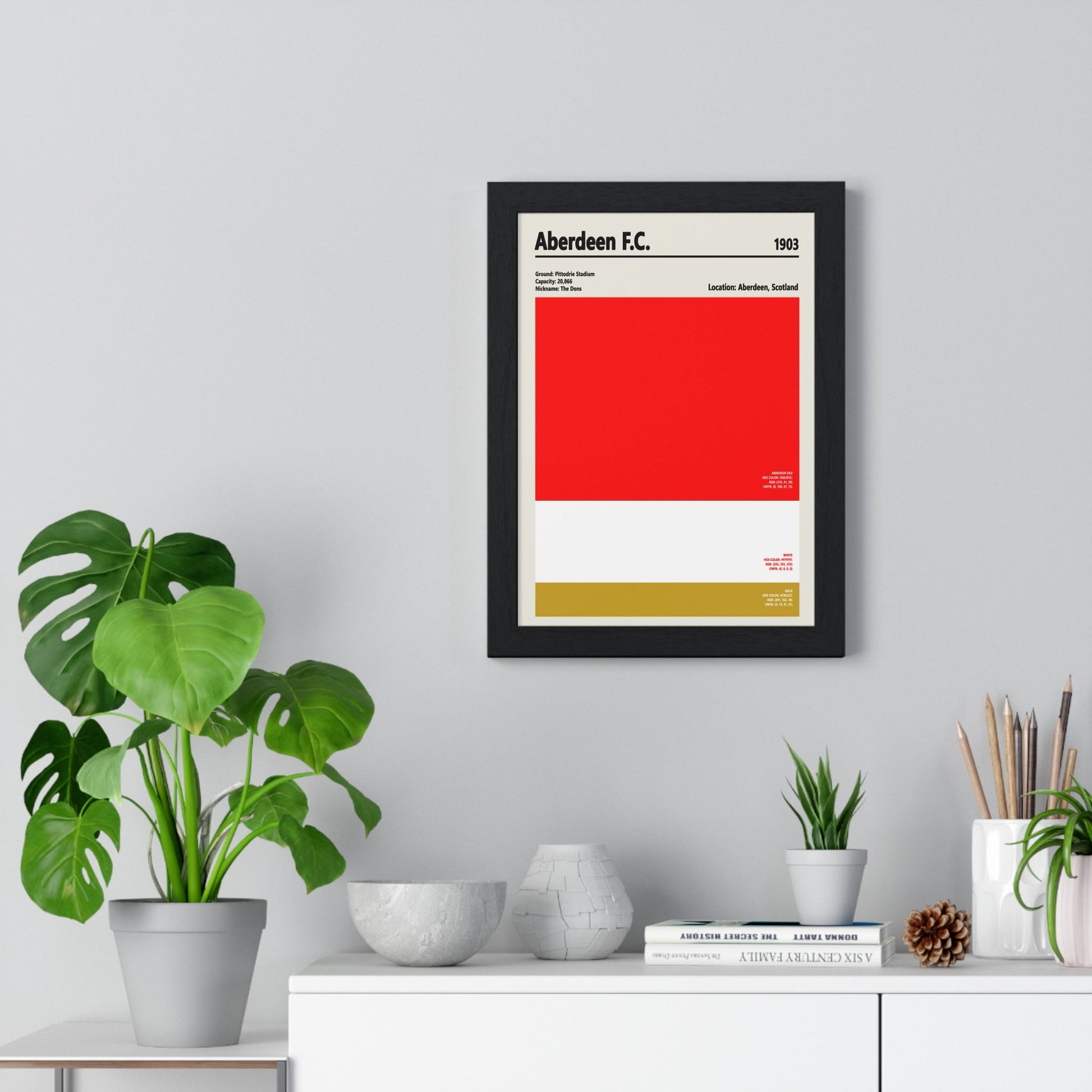 Framed Aberdeen Football colour swatch print