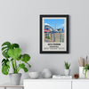 Accu Stadium Huddersfield Town print framed on a living room wall