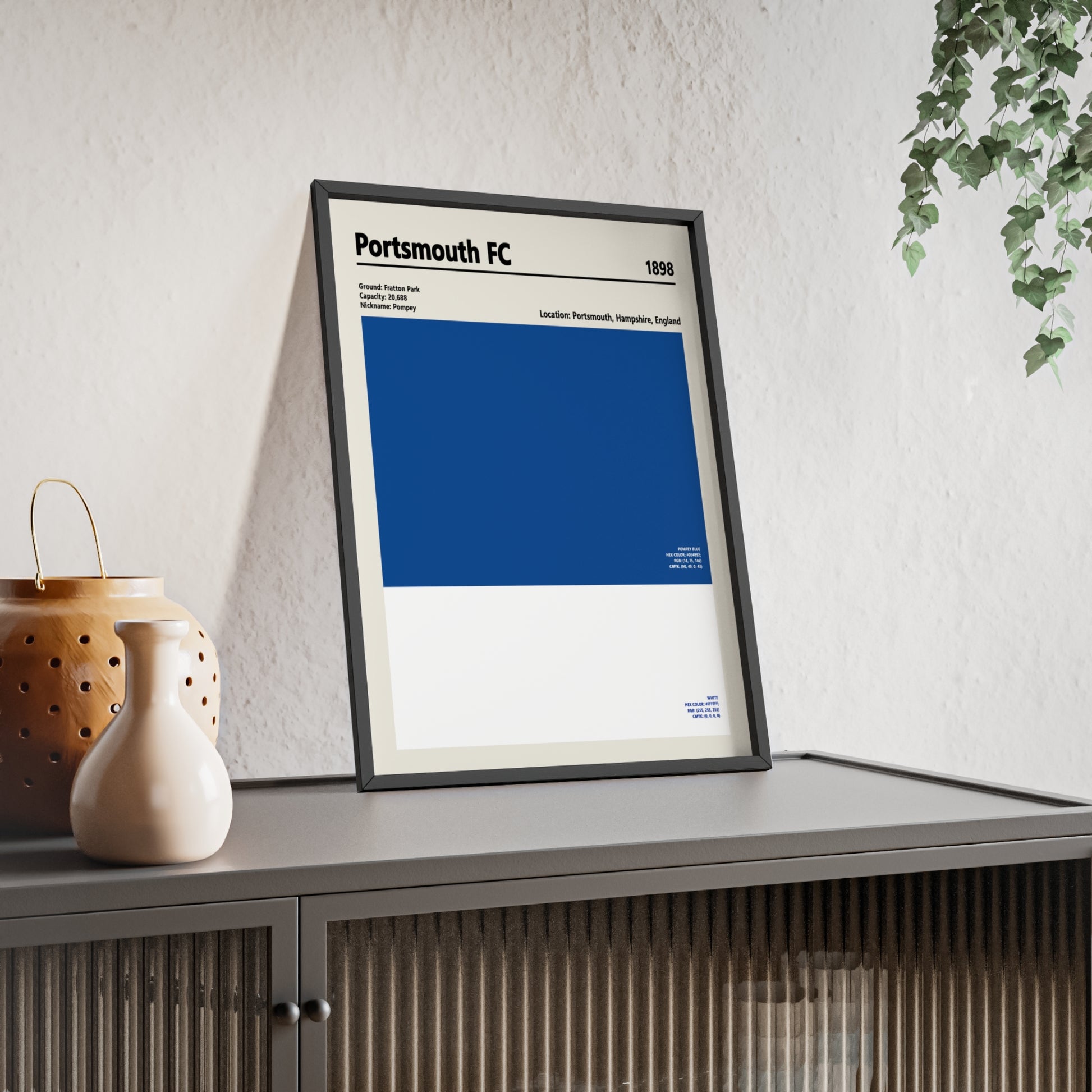 Minimalist Portsmouth FC colour palette wall art