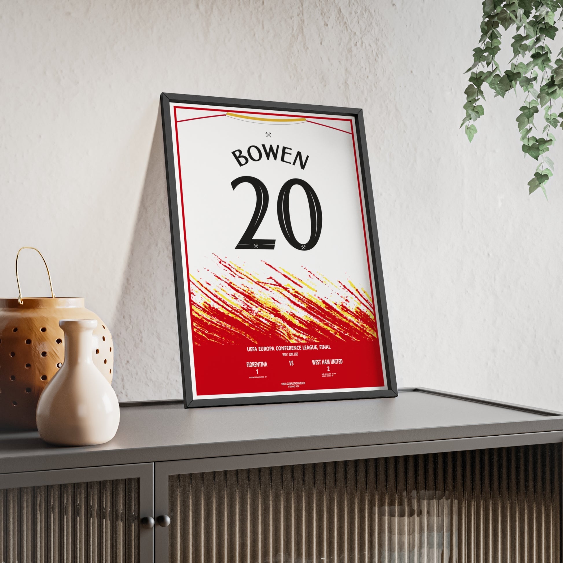 West Ham Conference League Final Bowen 20 third kit framed lifestyle mockup