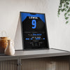 Adrian Lewis World Darts Final 2011 Darts Poster - Nine-Darter v Anderson Shirt Print framed and leaning on a sideboard