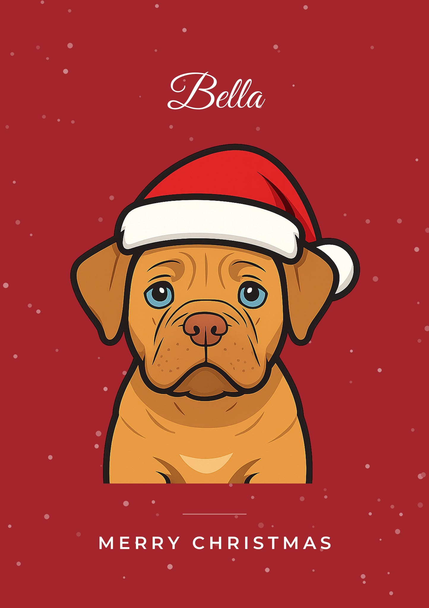 Personalised Christmas Pet Portrait Print | Custom Santa Hat Dog & Cat Art