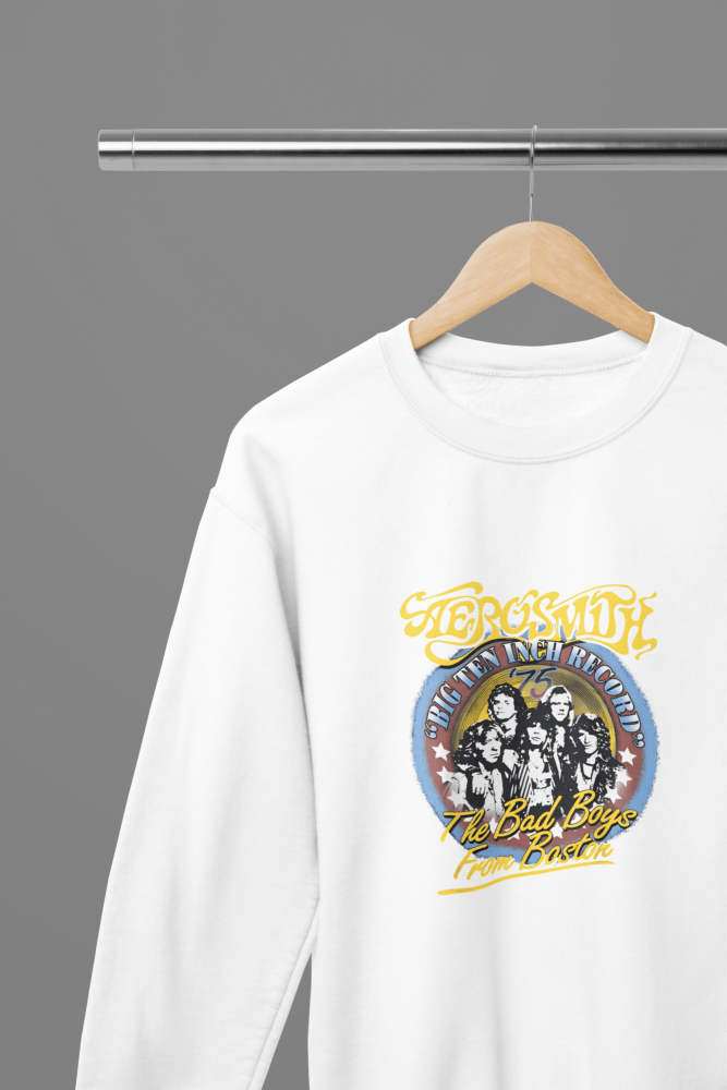 Aerosmith - The Bad Boys From Boston T-Shirt/Sweatshirt - Poster Kingz - S - Sweatshirt - White