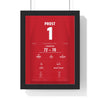 Alain Prost 1986 Australian Grand Prix Win and World Title Poster - 1 Race Suit Print framed in a black frame, ready to hang