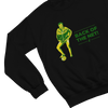 Black t-shirt with Alan Partridge Back of the Net & Sweatshirt Parody front view