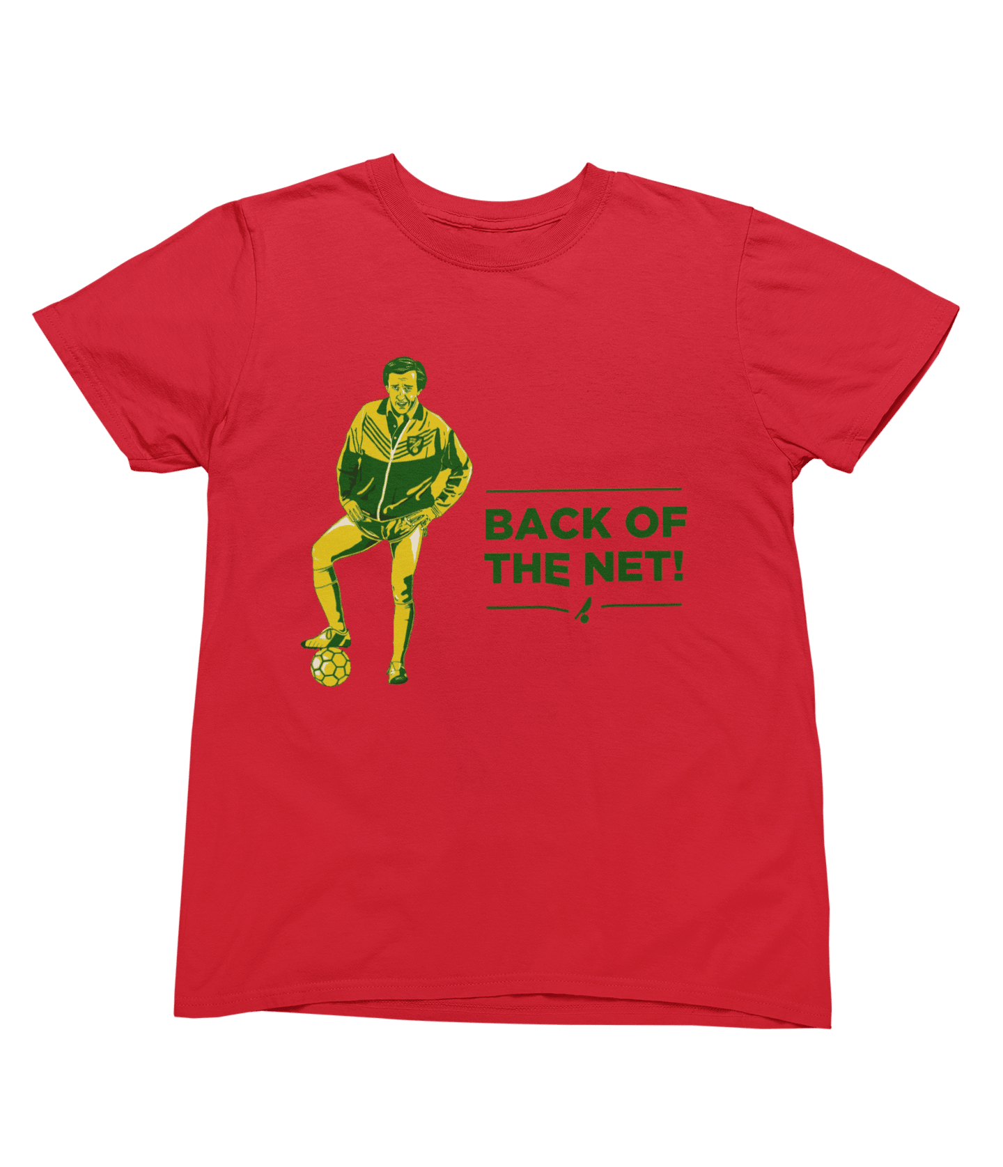 Black t-shirt with Alan Partridge Back of the Net & Sweatshirt Parody close-up