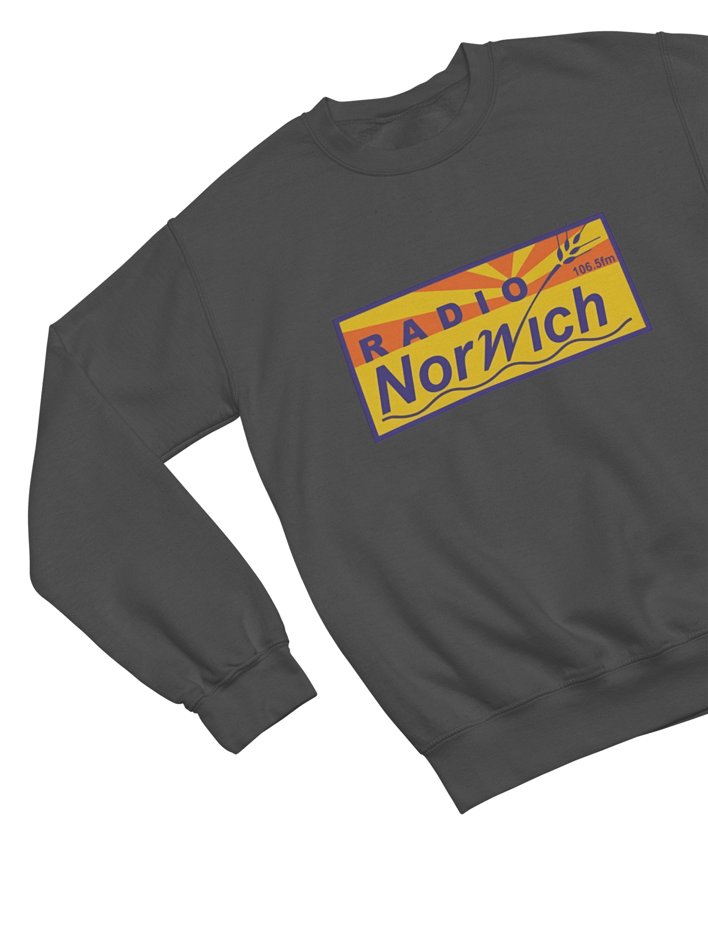White t-shirt with Alan Partridge Radio Norwich & Sweatshirt Parody wall display
