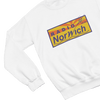 Black t-shirt with Alan Partridge Radio Norwich & Sweatshirt Parody flat lay