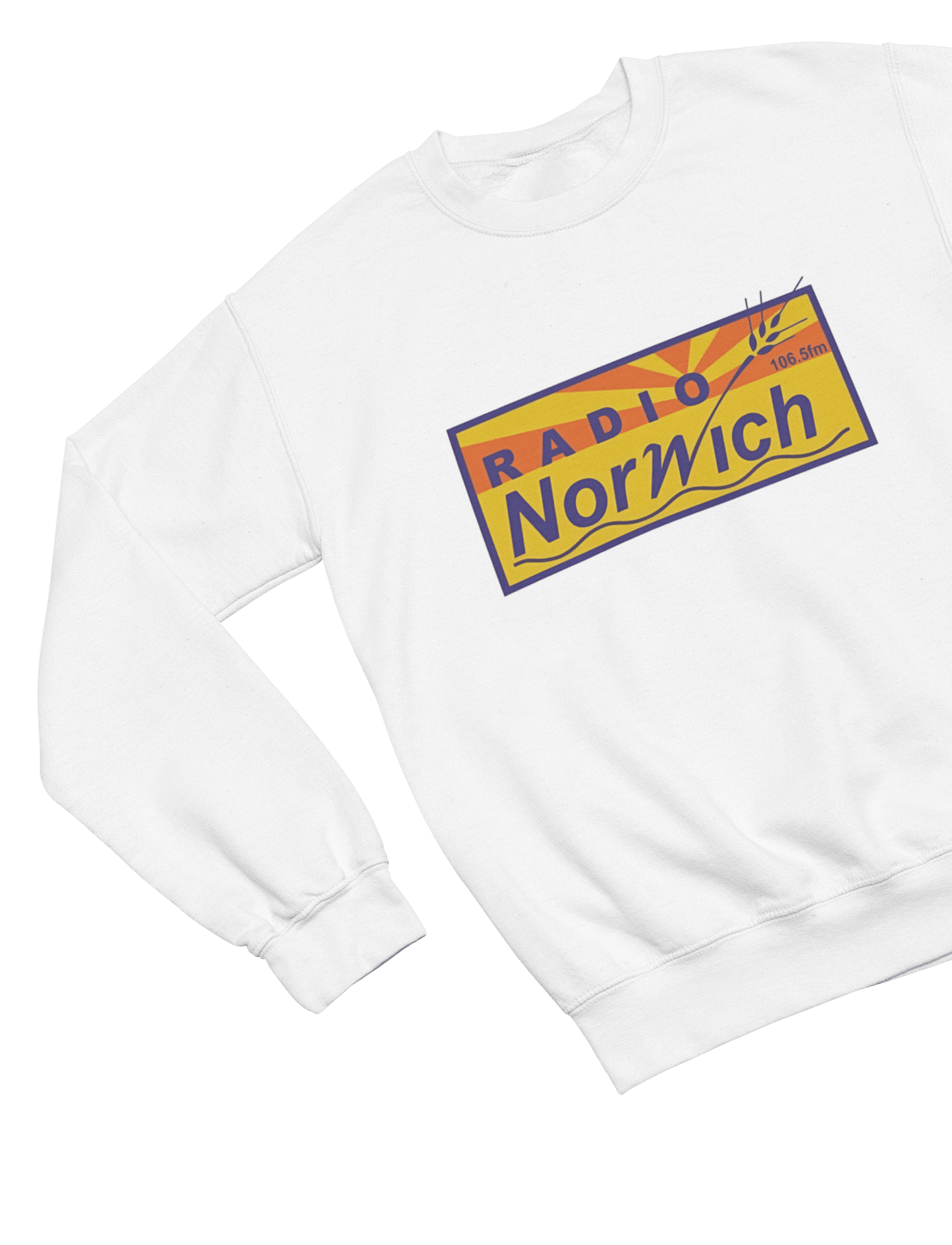 Black t-shirt with Alan Partridge Radio Norwich & Sweatshirt Parody flat lay