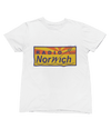 Black t-shirt with Alan Partridge Radio Norwich & Sweatshirt Parody front view