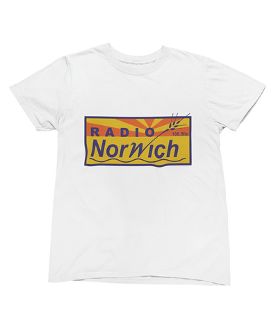 Black t-shirt with Alan Partridge Radio Norwich & Sweatshirt Parody front view
