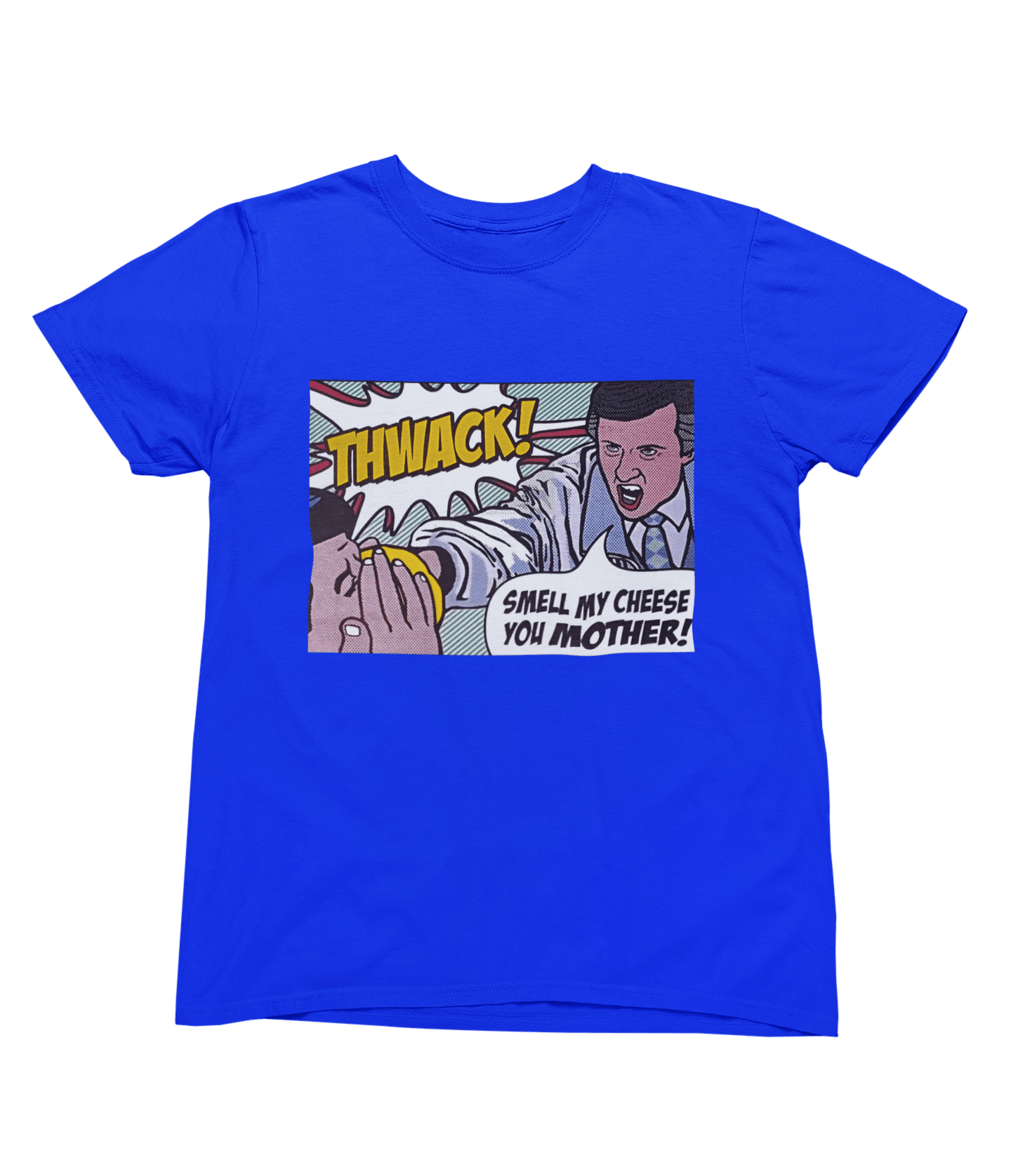 White t-shirt with Alan Partridge Smell My Cheese Sweatshirt Parody Jumper