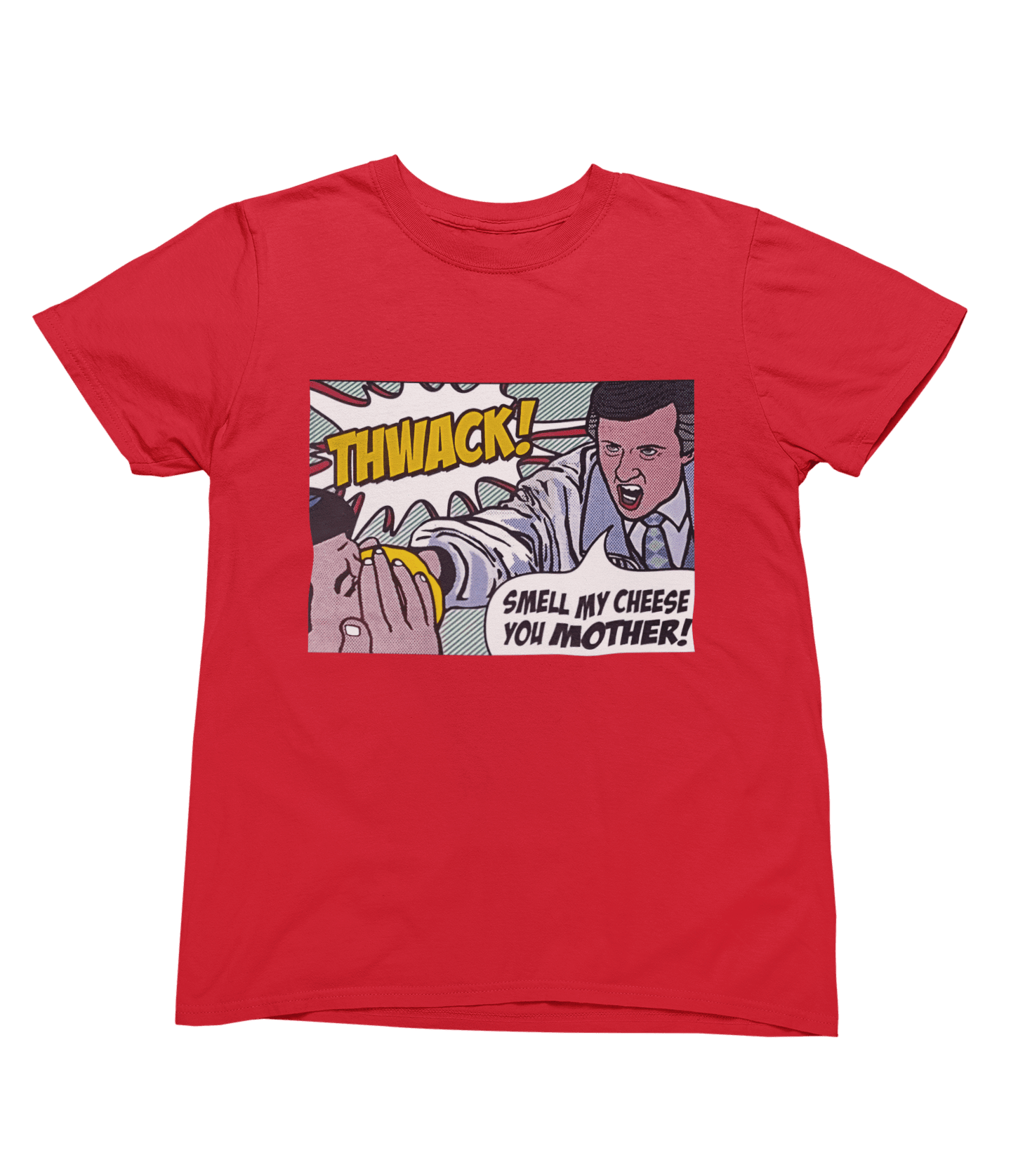 Black t-shirt with Alan Partridge Smell My Cheese Sweatshirt Parody Jumper wall display