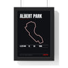 Albert Park Circuit print framed in a black frame, ready to hang