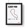 Albert Park Circuit print White framed in a black frame, ready to hang
