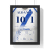 Aldaniti Grand National 1981 Horse Racing Poster - Bob Champion Silks Print framed in a black frame, ready to hang