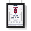 Alex Ovechkin 2025 Goal 895 Record Poster - Washington Capitals 8 Hockey Jersey Print framed in a black frame, ready to hang