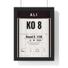 Ali v Foreman Rumble in the Jungle 1974 Boxing Poster print framed in a black frame, ready to hang