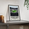 Las Vegas Raiders Allegiant Stadium print framed and leaning on a sideboard