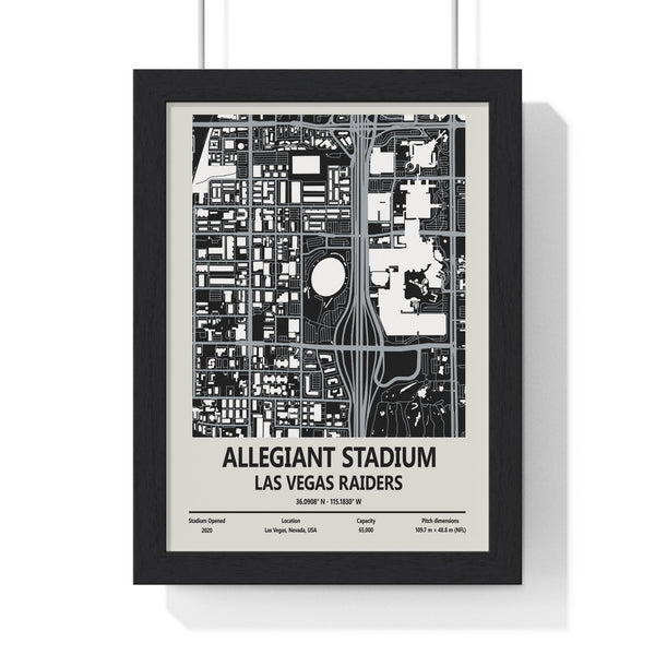 Framed Allegiant Stadium map print Las Vegas Raiders NFL wall art
