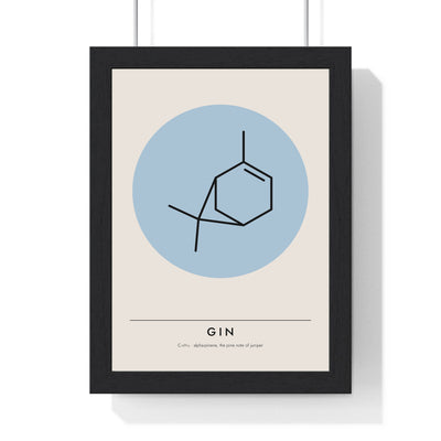 Alpha-Pinene Molecule print framed in a black frame, ready to hang