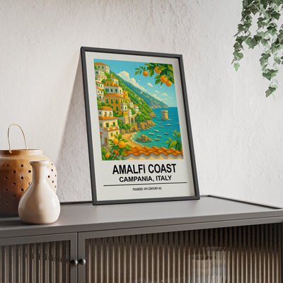 Framed Amalfi Coast travel poster