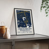 American Family Field map print framed and leaning on a sideboard