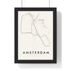 Amsterdam Metro Map Print - framed minimal Amsterdam metro lines map print, black lines on cream paper