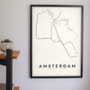 Amsterdam Metro Map Print - Amsterdam metro lines map print on the living room wall