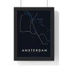 Amsterdam Metro Map Print - framed night style Amsterdam metro lines print