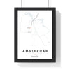 Amsterdam Metro Map Print - framed Amsterdam metro map print with a highlighted station and caption