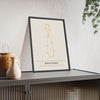 Analemma print framed and leaning on a sideboard