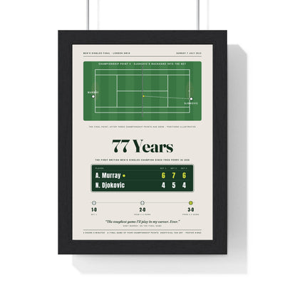 77 Years 2013 Tennis print framed in a black frame, ready to hang